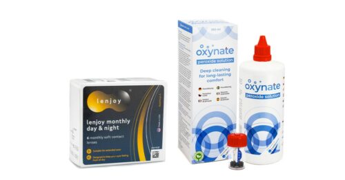 Lenjoy Monthly Day & Night (9 lenzen) + Oxynate Peroxide 380 ml met lenzendoosje