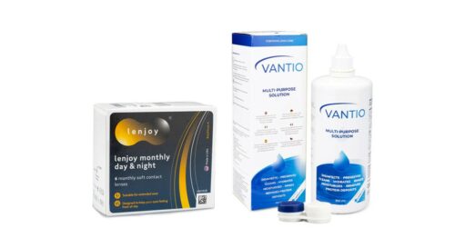 Lenjoy Monthly Day & Night (6 lenzen) + Vantio Multi-Purpose 360 ml met lenzendoosje